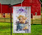 Welcome Highland Cow in Bucket Garden Flag
