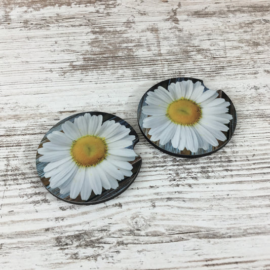 Rustic Daisy Car Coasters