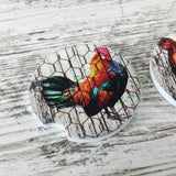 Rustic Rooster Car Coasters