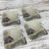 Set of 4 Old Vintage Rustic Barn Linen Coasters