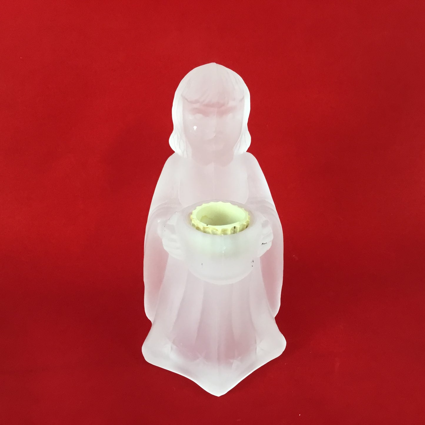 Frosted Glass Angel Candle Holder