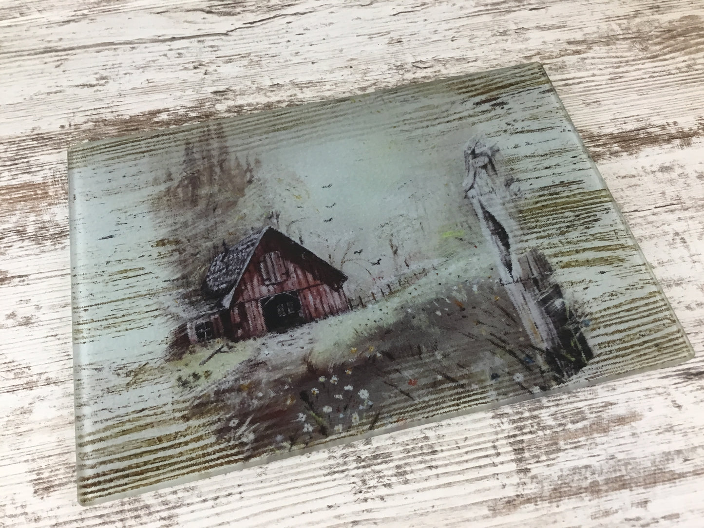 Old Vintage Rustic Barn Glass Cutting Board