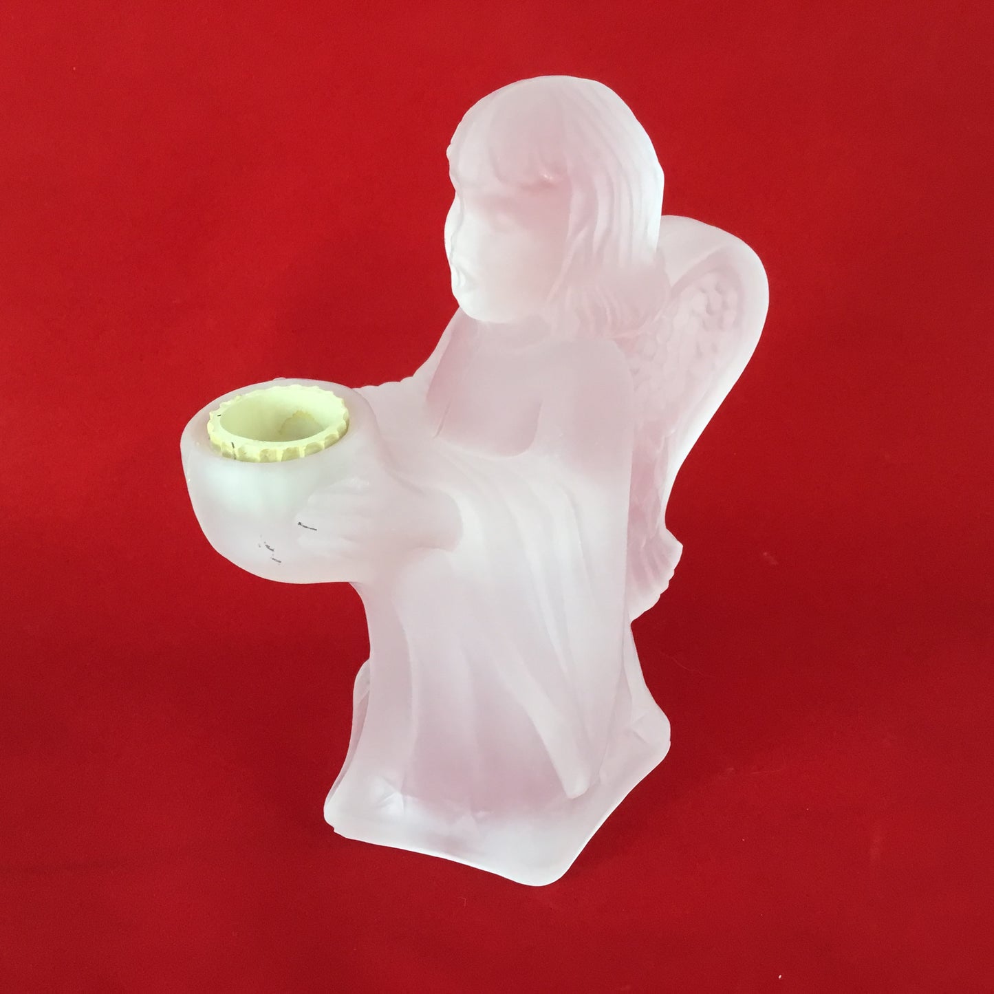 Frosted Glass Angel Candle Holder