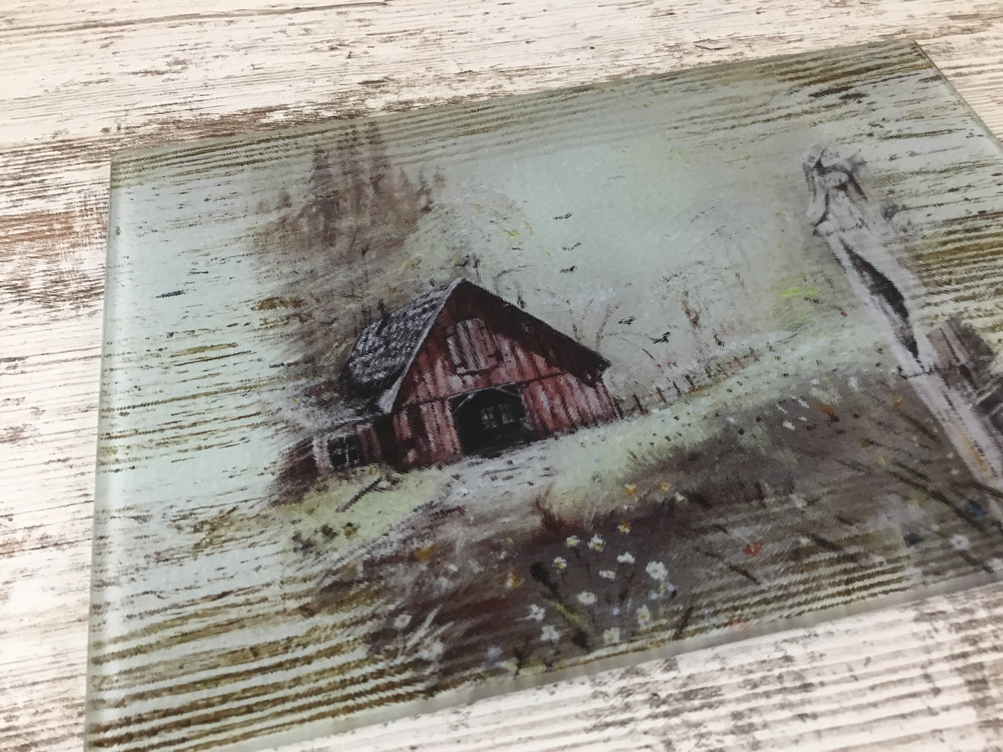 Old Vintage Rustic Barn Glass Cutting Board