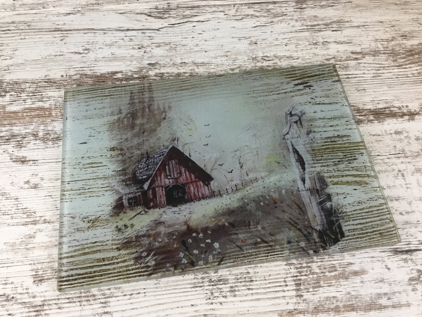 Old Vintage Rustic Barn Glass Cutting Board