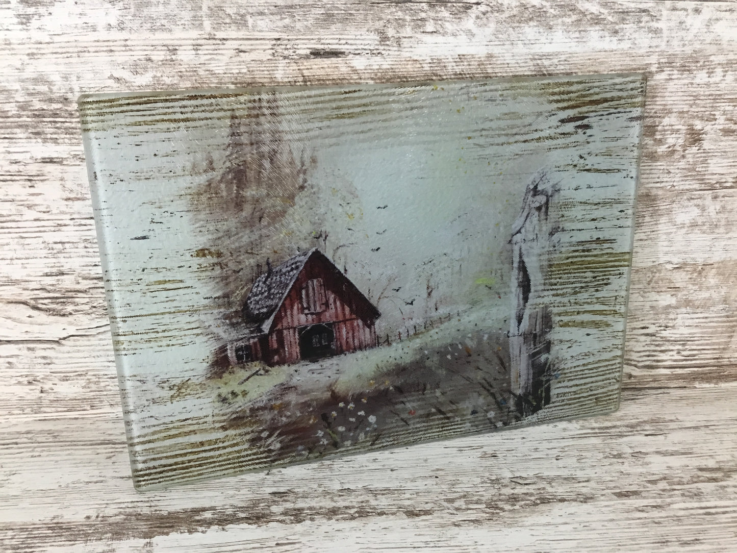 Old Vintage Rustic Barn Glass Cutting Board