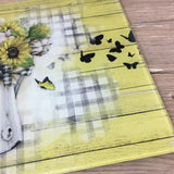 Sunflower Butterfly & Bees Plaid Summer Glass Cutting Board