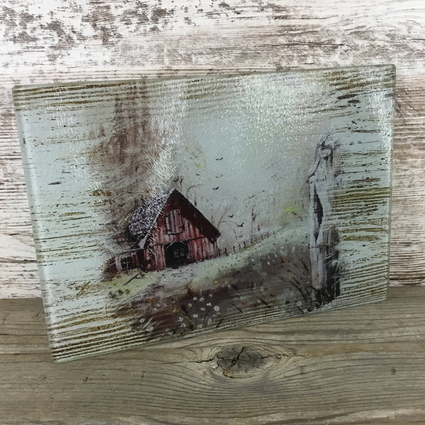 Old Vintage Rustic Barn Glass Cutting Board