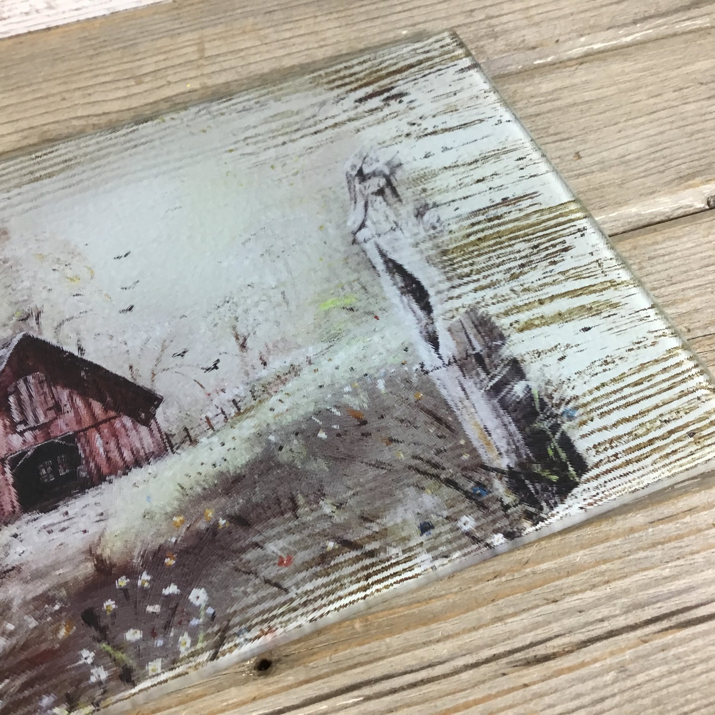 Old Vintage Rustic Barn Glass Cutting Board