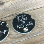 Buckle Up Buttercup Car Coasters, Set of 2 Car Coasters