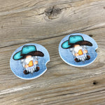 Cowboy Beer Gnomes Car Coasters, Set of 2