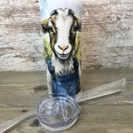 Goat in Bib Overalls 20 oz Skinny Tumbler with Straw & Lid