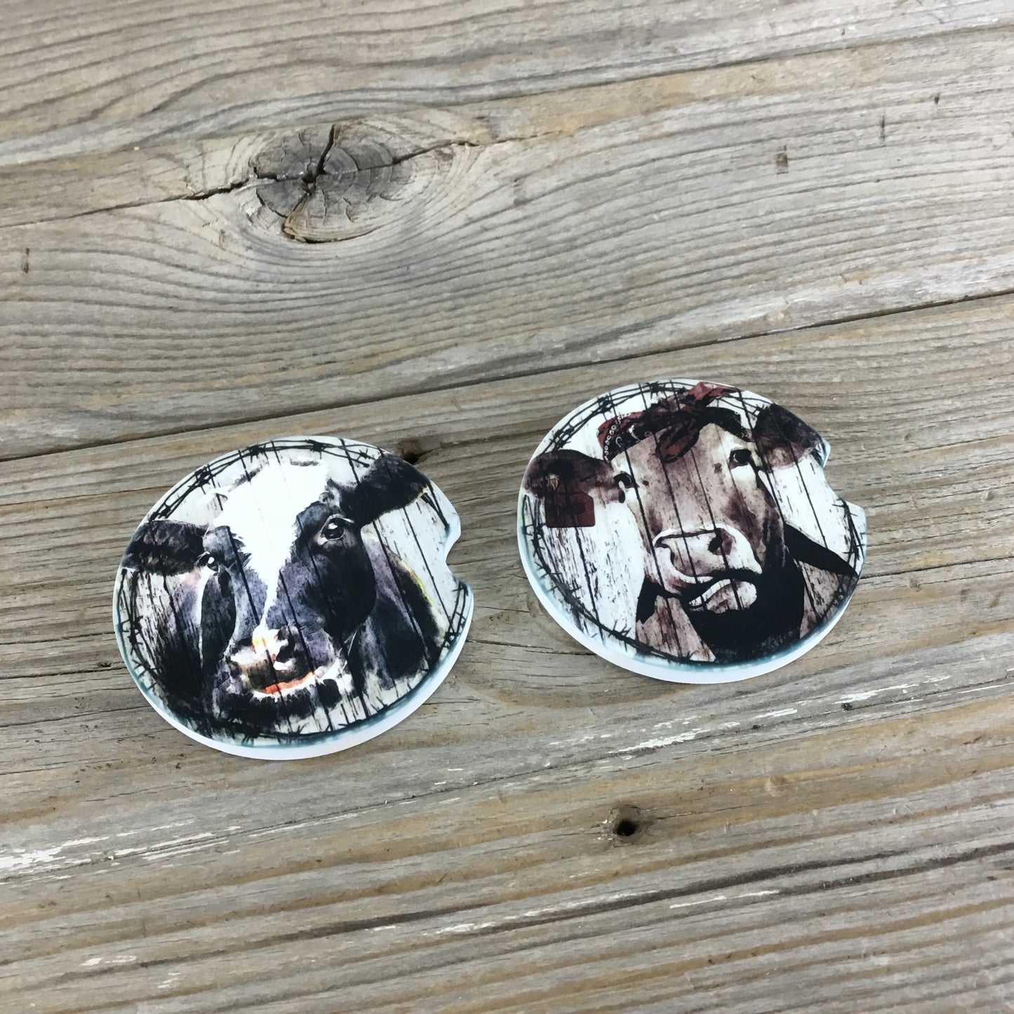 Rustic Cow Car Coasters