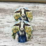 Goat in Bib Overalls Car Coasters, Set of 2
