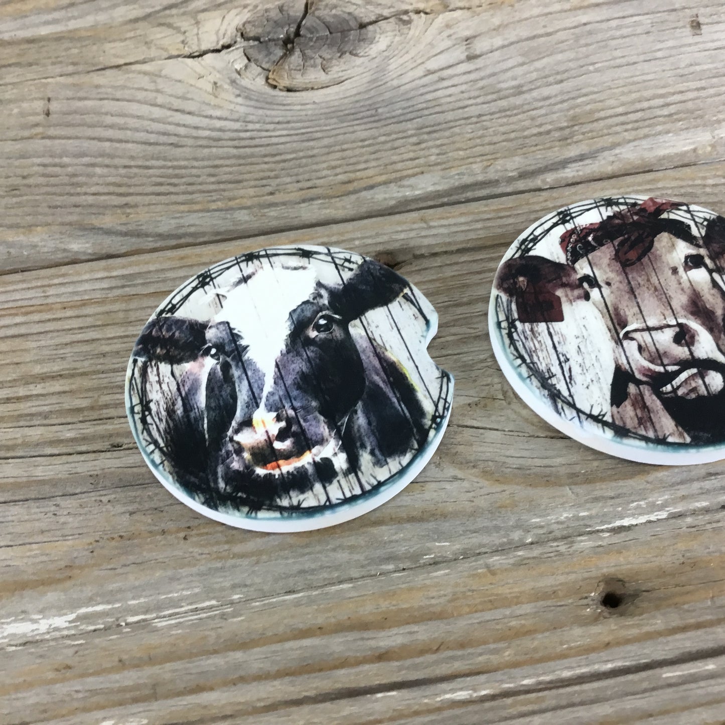 Rustic Cow Car Coasters