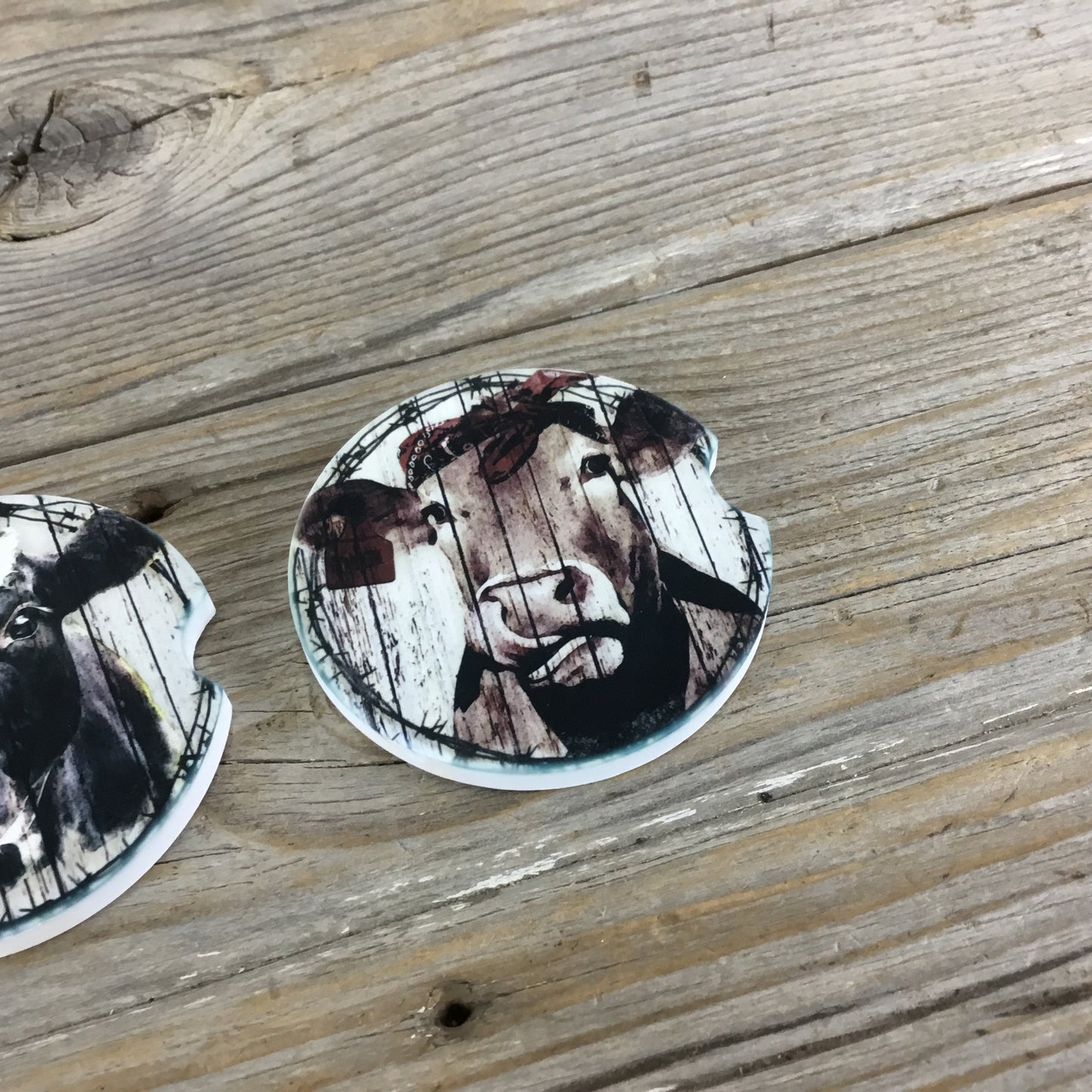 Rustic Cow Car Coasters