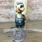 Duck in Flannel Shirt & Bib Overalls 20 oz Skinny Tumbler with Straw & Lid
