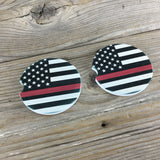 Thin Red Line Fire Department Flag Car Coasters