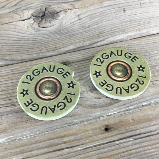 12 Gauge Shotgun Shell  Sandstone Car Coasters 