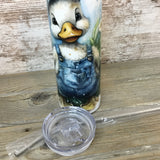 Duck in Bib Overalls 20 oz Skinny Tumbler with Straw & Lid