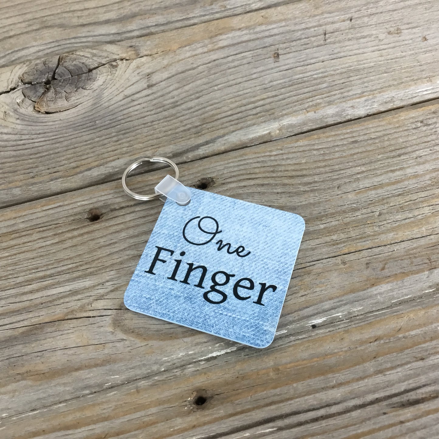 One Finger Two Words Key Chain