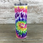 Tie Dye 20 oz Skinny Tumbler with Lid and Straw