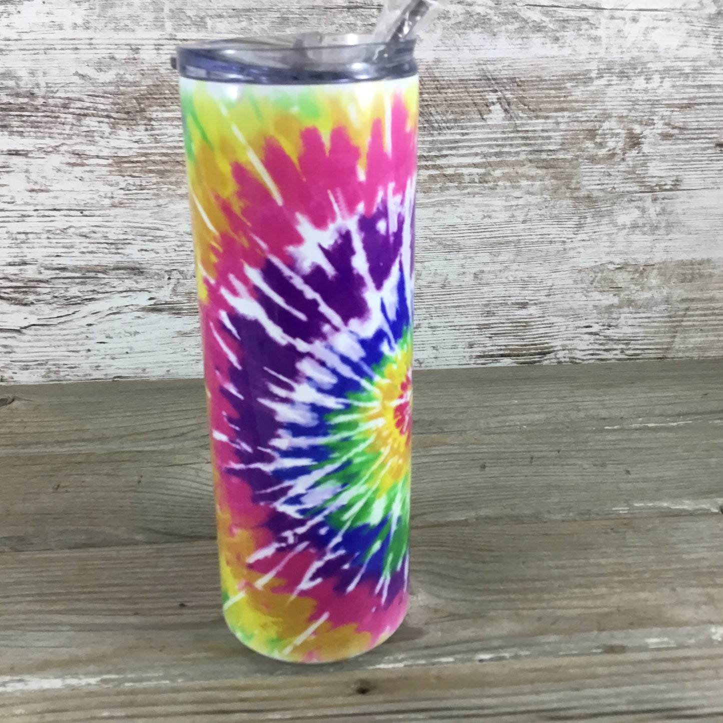 Tie Dye 20 oz Skinny Tumbler with Lid and Straw