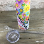 Floral Tie Dye  20 oz Skinny Tumbler with Lid and Straw