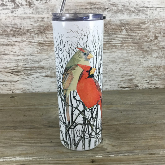 Pair of Cardinals in Tree 20 oz Skinny Tumbler 