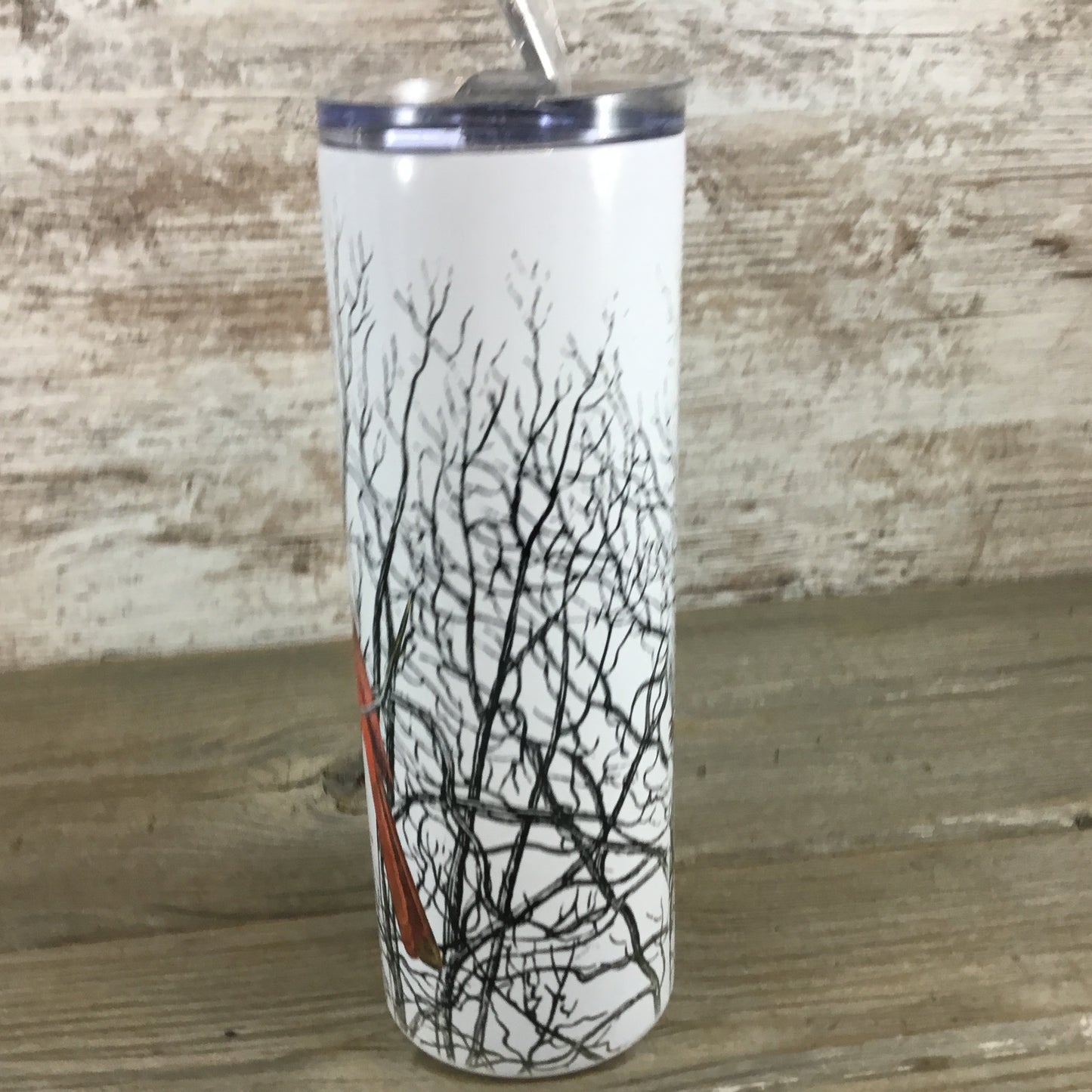 Pair of Cardinals in Tree 20 oz Skinny Tumbler with Straw & Lid