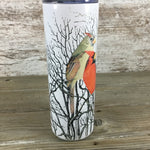 Pair of Cardinals in Tree 20 oz Skinny Tumbler with Straw & Lid