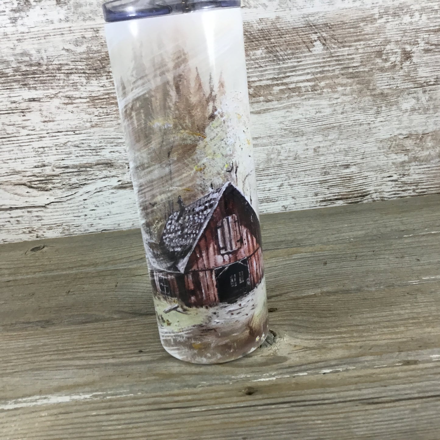 Rustic Barn Farm 20 oz Skinny Tumbler with Straw & Lid