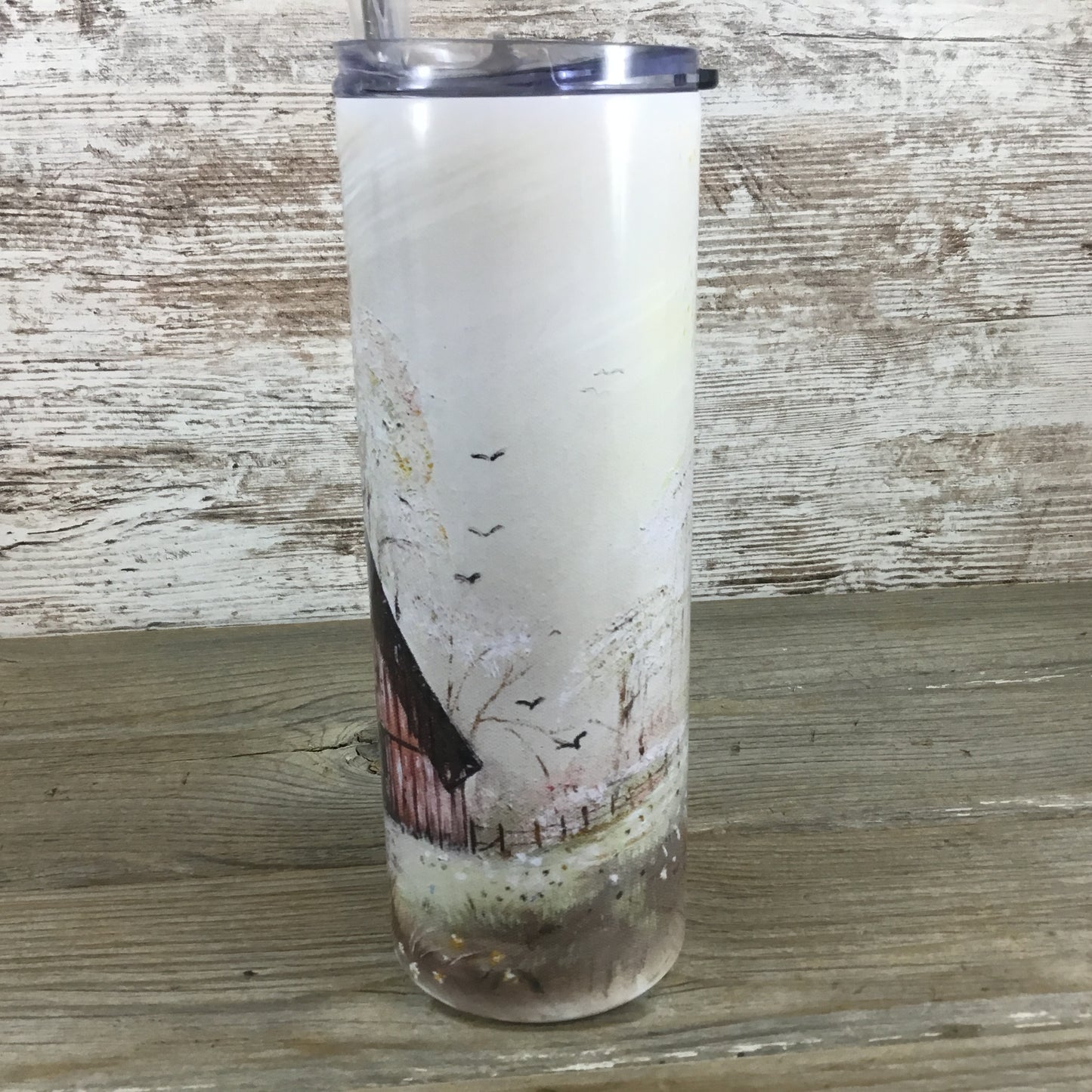 Rustic Barn Farm 20 oz Skinny Tumbler with Straw & Lid