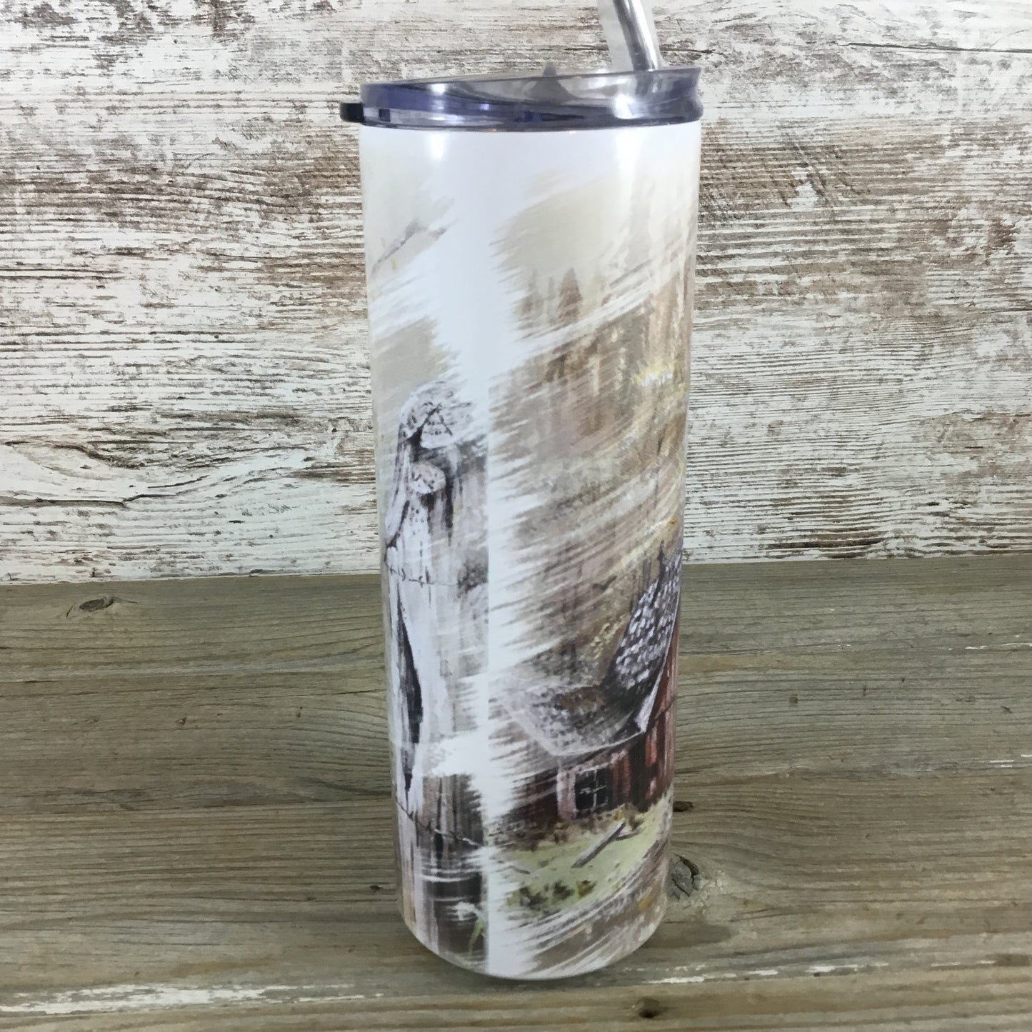 Rustic Barn Farm 20 oz Skinny Tumbler with Straw & Lid