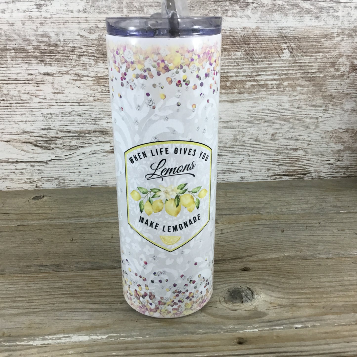 When Life Gives You Lemons Make Lemonade 20 oz Skinny Tumbler with Straw & Lid