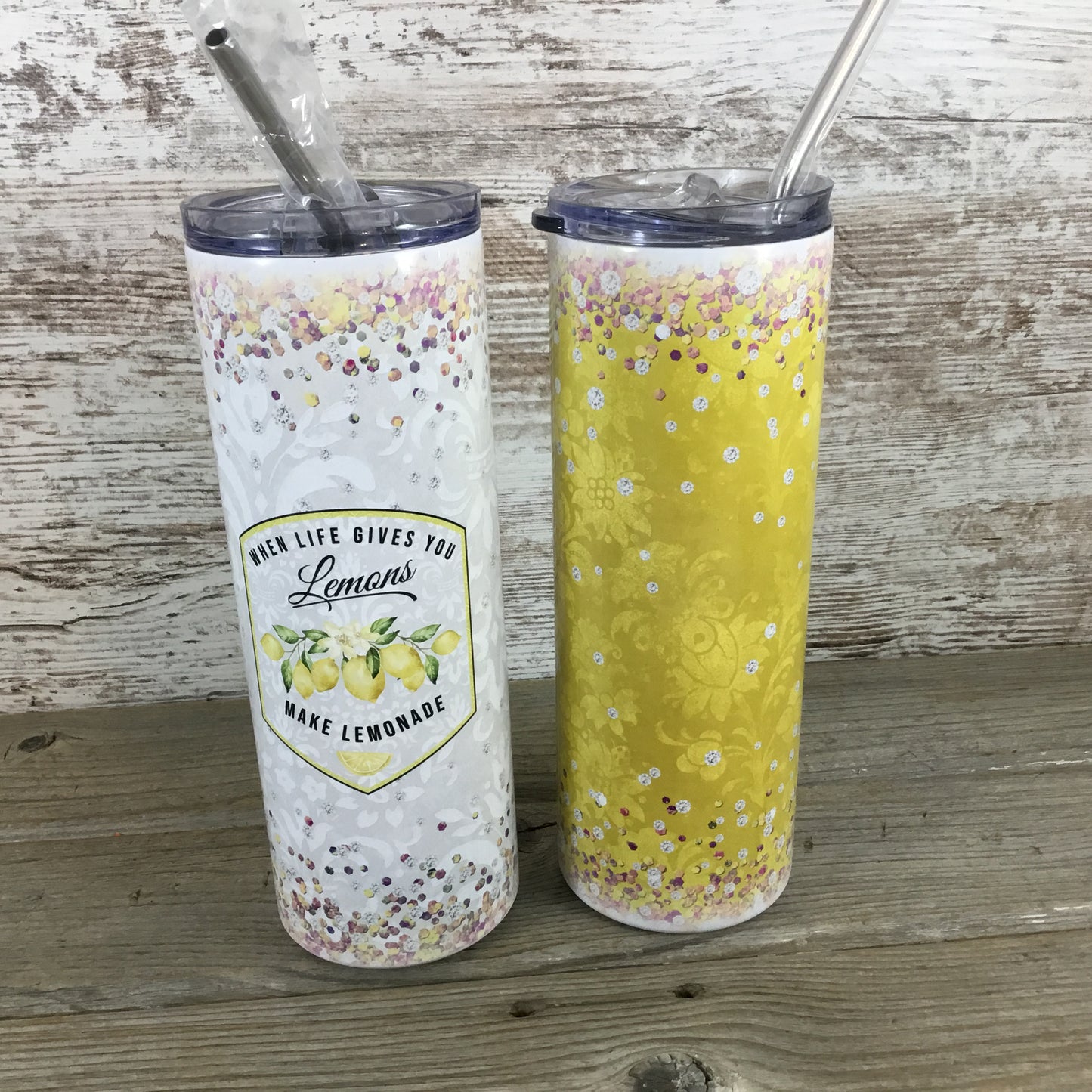 When Life Gives You Lemons Make Lemonade 20 oz Skinny Tumbler with Straw & Lid