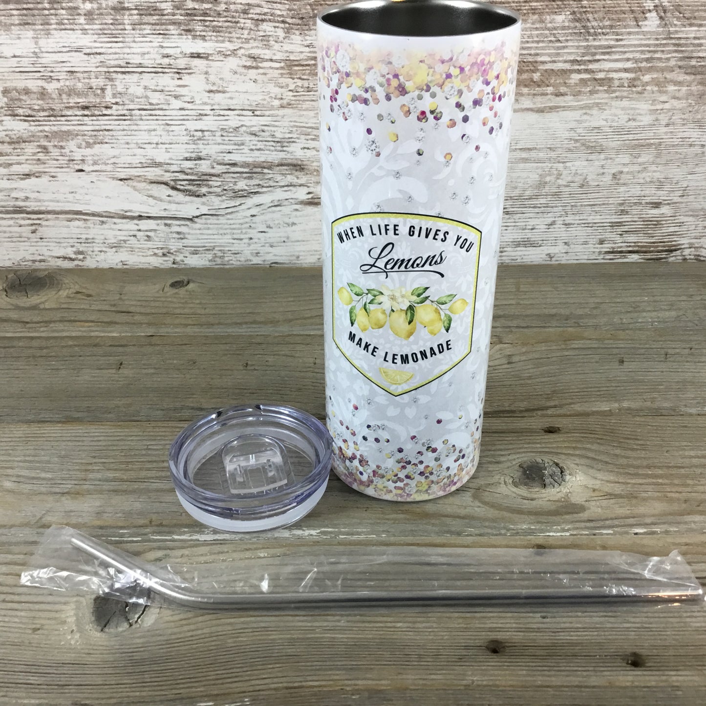 When Life Gives You Lemons Make Lemonade 20 oz Skinny Tumbler with Straw & Lid