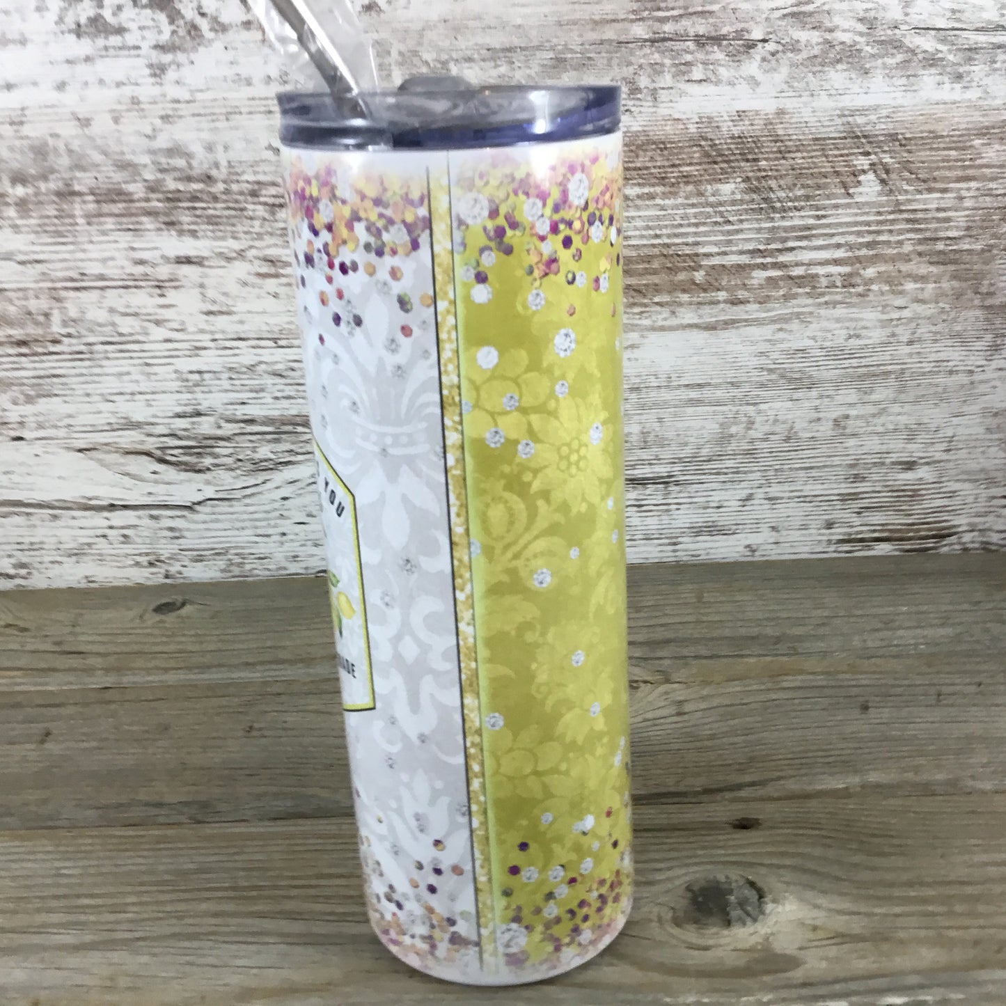 When Life Gives You Lemons Make Spiked Lemonade 20 oz Skinny Tumbler with Straw & Lid