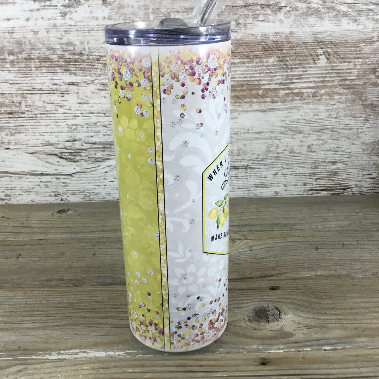 When Life Gives You Lemons Make Spiked Lemonade 20 oz Skinny Tumbler with Straw & Lid