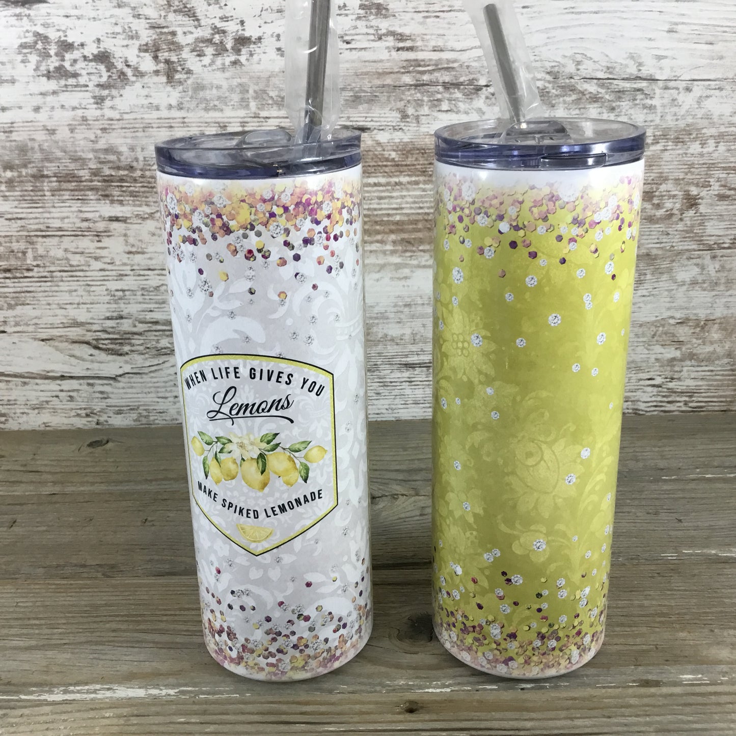 When Life Gives You Lemons Make Spiked Lemonade 20 oz Skinny Tumbler with Straw & Lid