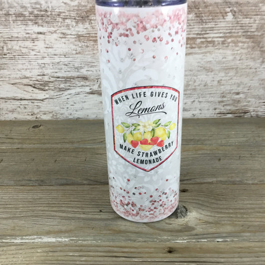 When Life Gives You Lemons Make Strawberry Lemonade 20 oz Skinny Tumbler with Straw & Lid