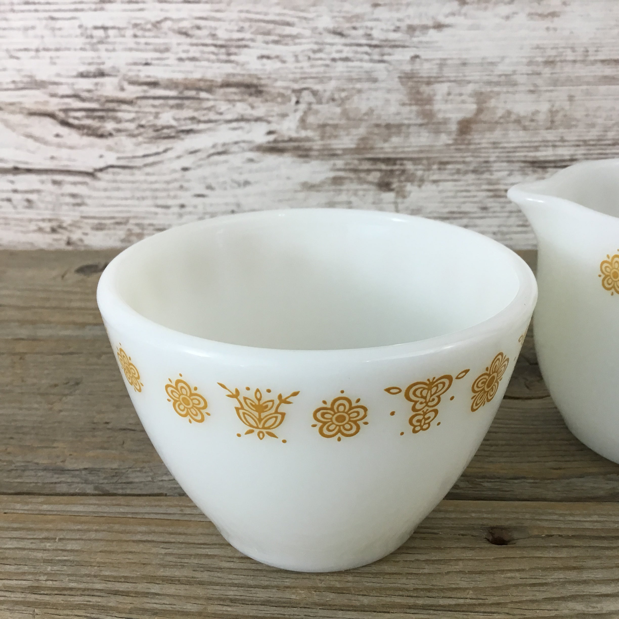 Vintage Corning Pyrex Corelle Tableware Butterfly Gold Cream Sugar S Michelle s Variety Shop
