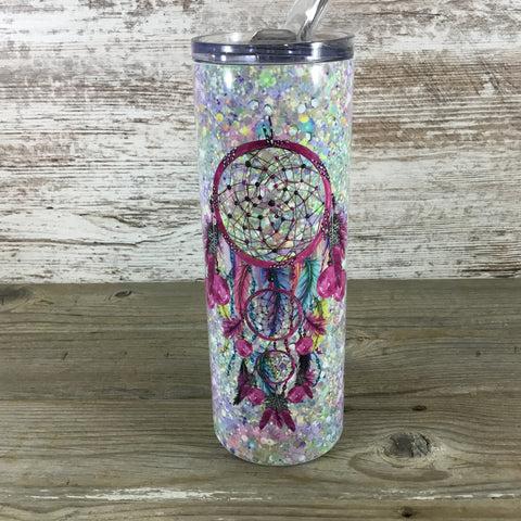 Dream without Fear Love without Limits Dreamcatcher 20 oz Skinny Tumbler with Lid and Straw