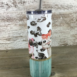 Farm Friends Cow, Pig and Ostrich 20 oz Skinny Tumbler with Straw & Lid