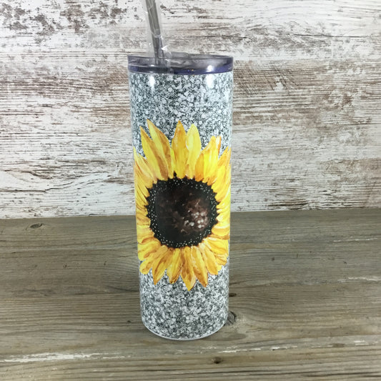 Faith Sunflower Glitter Tumbler 