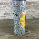 Faith Sunflower Glitter 20 oz Skinny Tumbler with Lid and Straw