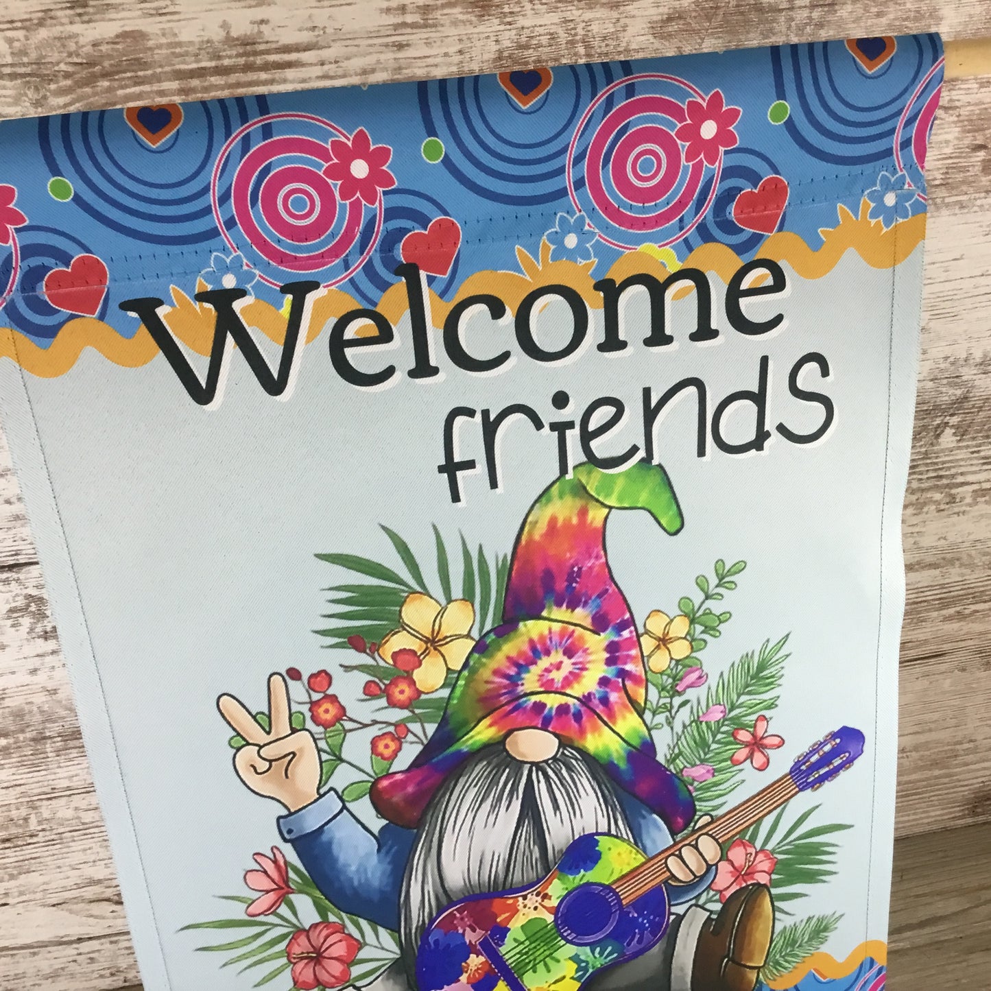 Welcome Hippie Gnome Garden Flag