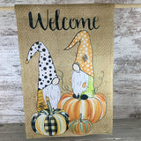 Fall Gnomes and Pumpkins Welcome Garden Flag