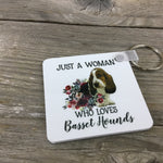 Just a Woman Who Loves Basset Hounds Key Chain