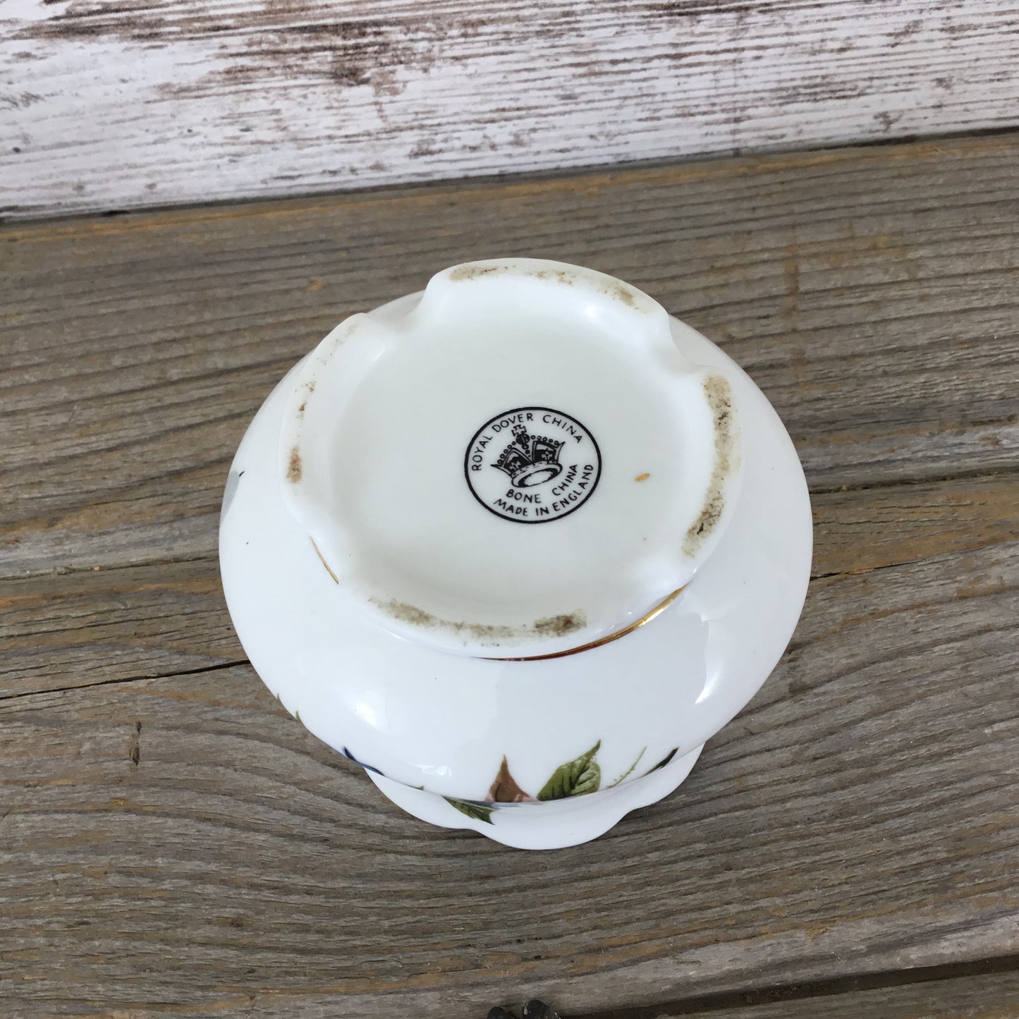 Vintage Royal Dover Bone China Footed Cup / Sugar Dish Blue Flowers England